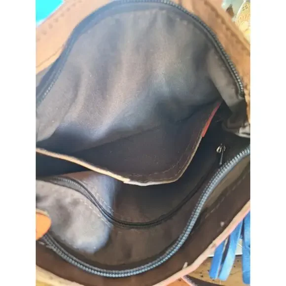 Leather Multicolored Fringe Crossbody 9"x9" NWOT - Picture 9 of 11